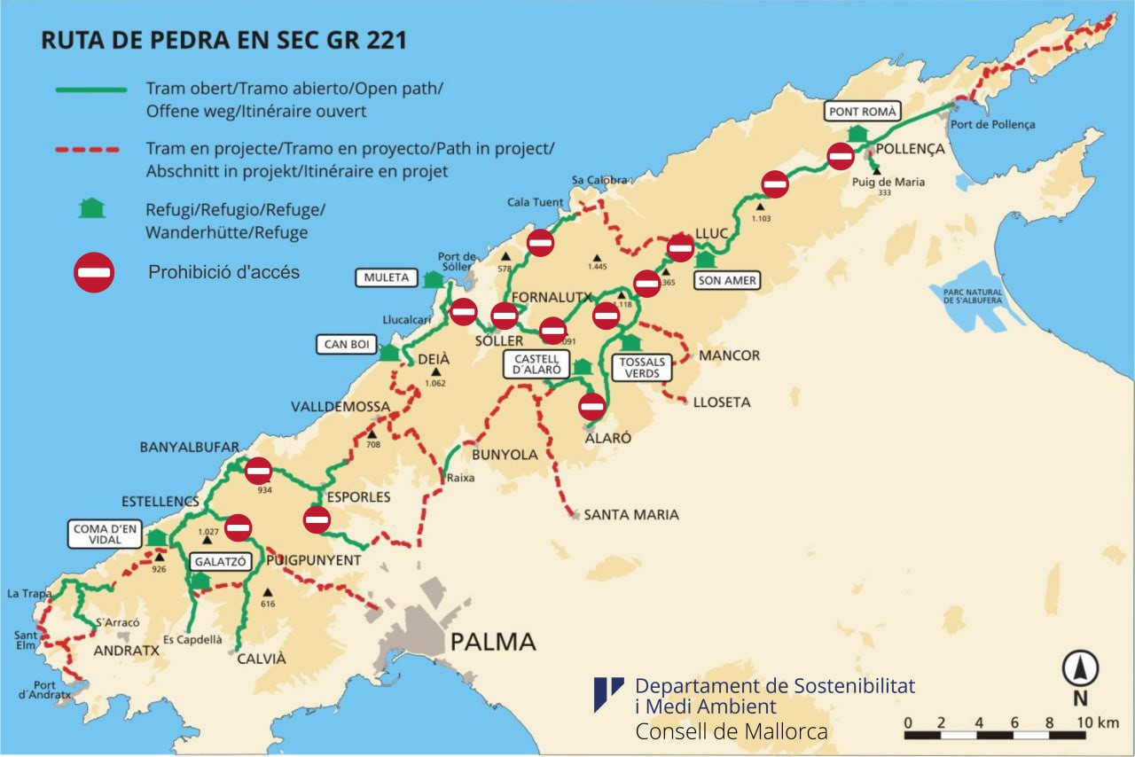 Mapa trams tallats