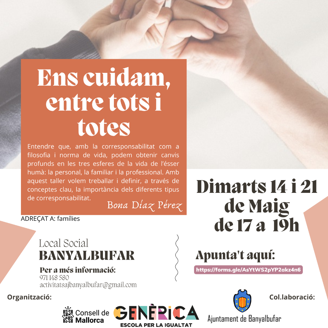 Taller "Ens cuidam, entre tots i totes" ACTIVITAT CANCEL·LADA!!