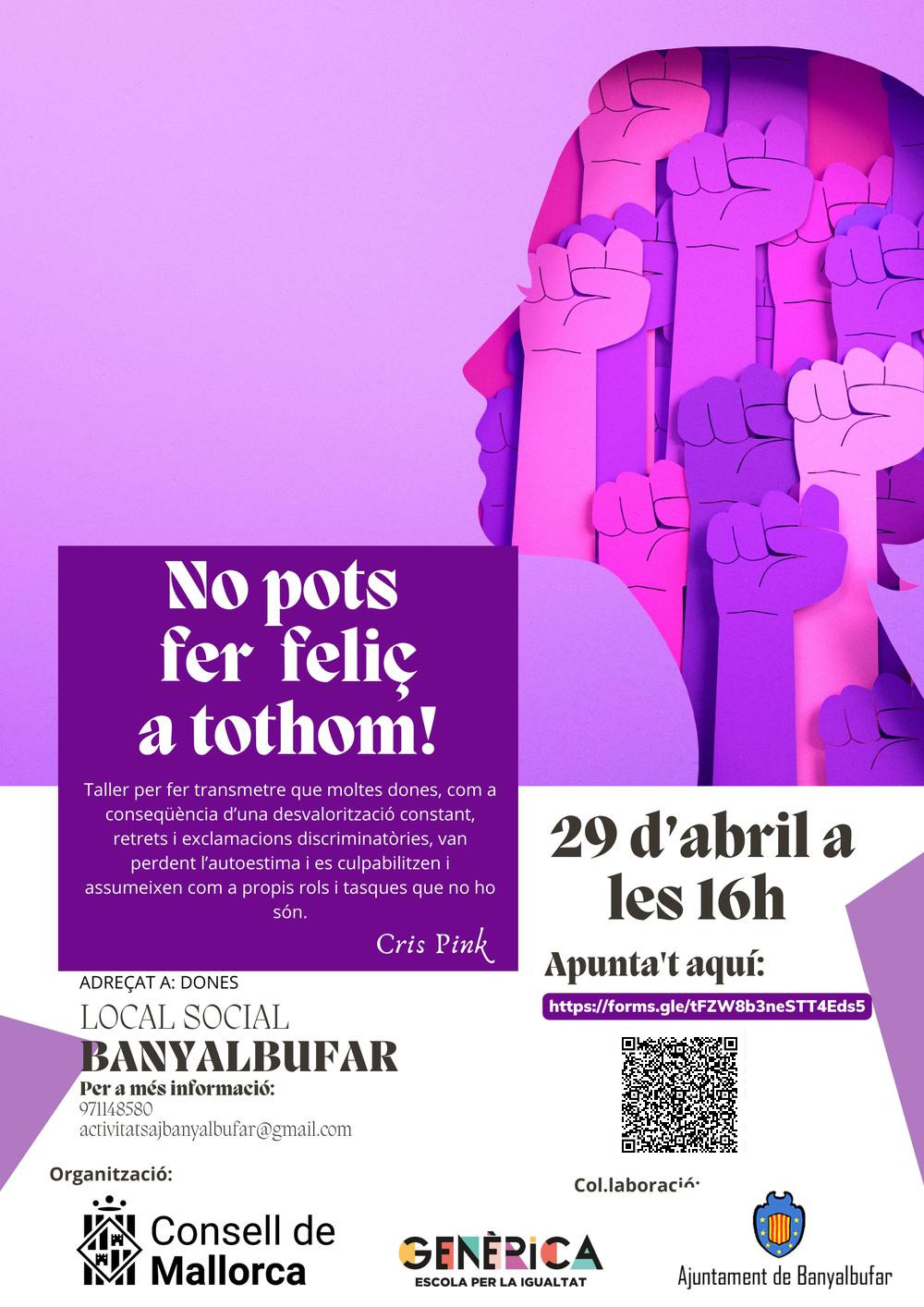 ACTIVITAT CANCELADA    Taller "No pots fer feliç a tothom!"